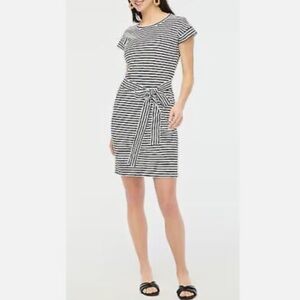 J Crew Jersey knit cotton striped black and white dress XL